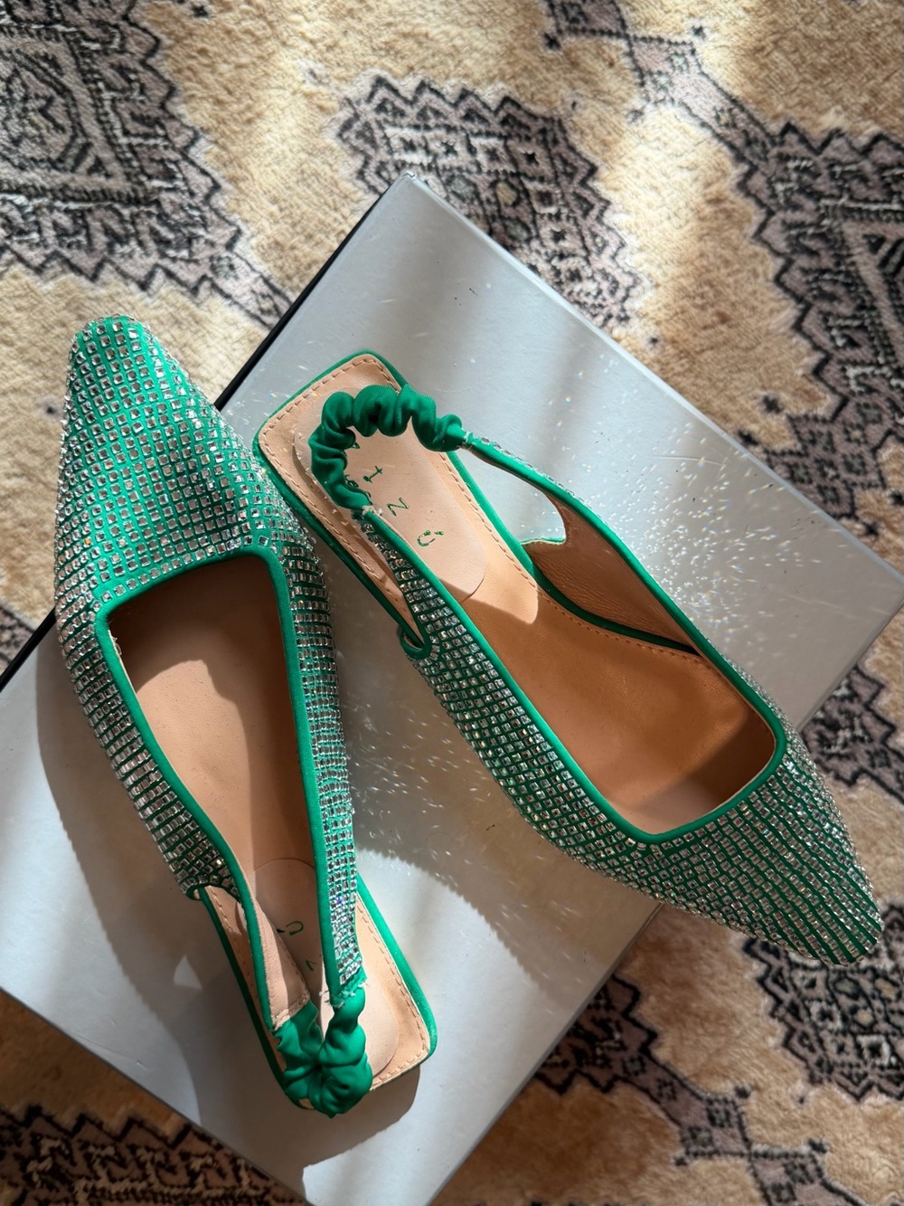 Embellished Green Slingback Flats by - Picture 8 of 9